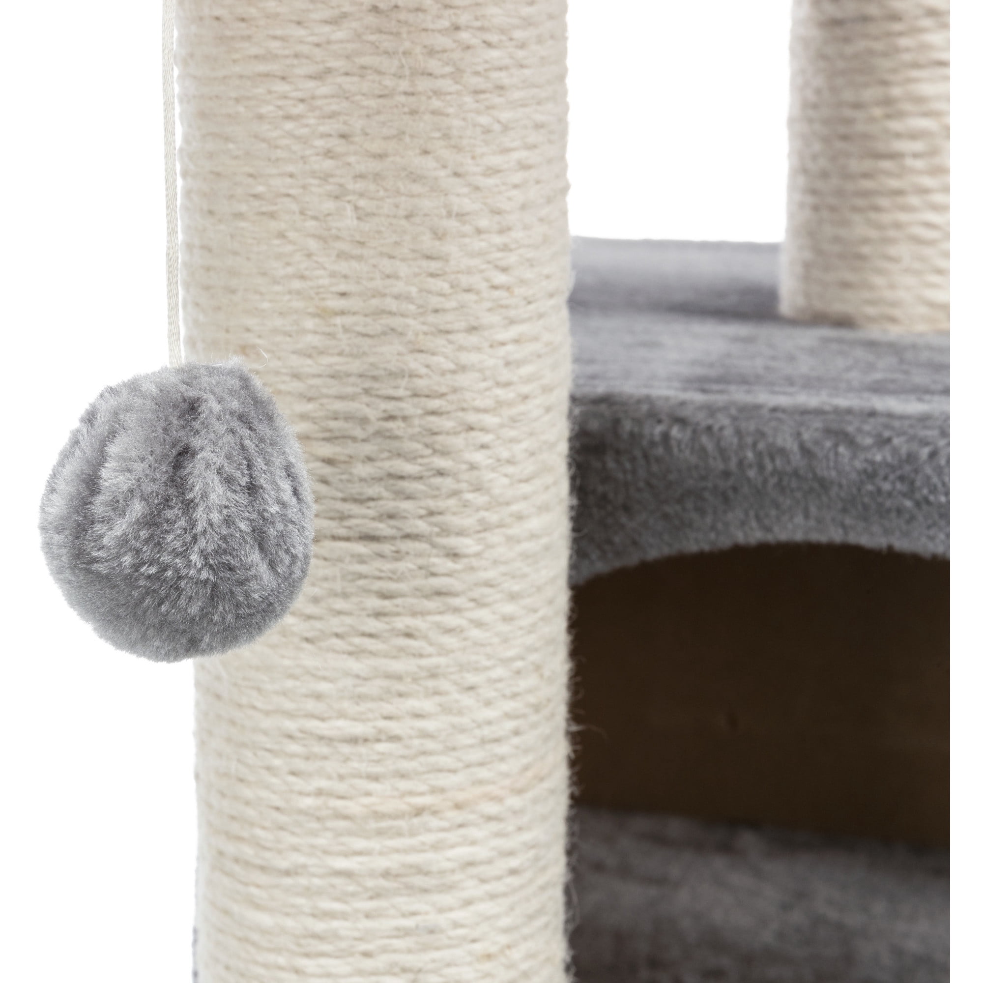 TRIXIE Valencia Plush & Sisal 3-Level 28" Cat Tree with Scratching Posts & Condo, Gray