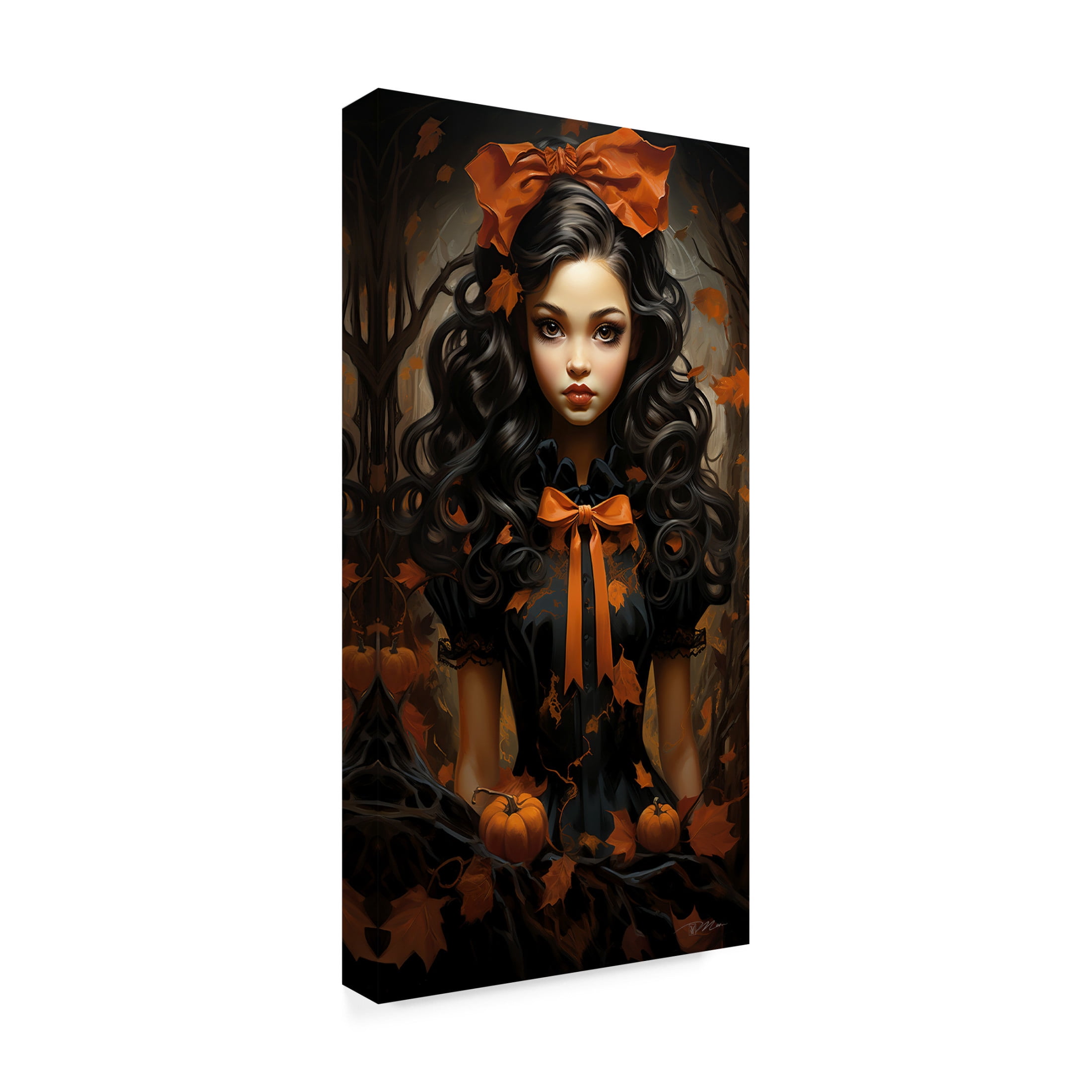 Canvas Wall Art - Momart 'Hallowen Girl (3)' Wall Art for Living Room, Bedroom, or Office Décor by Trademark Fine Art - 12 x 24 Inches