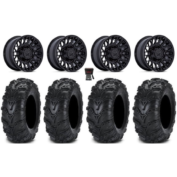 MSA Clubber 14" Wheels Black 28" Mud Lite II Tires Kawasaki Mule Pro FXT