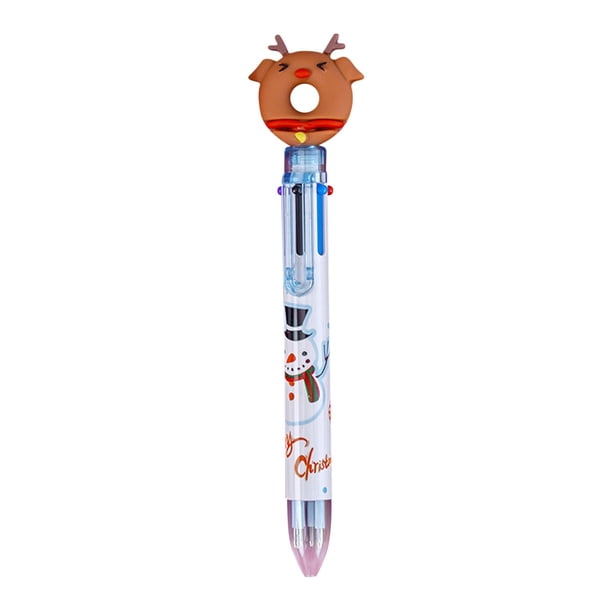Fiudx Bolígrafo Navideño de 6 Colores, Marcador Multifuncional de Tipo Pulsador, Punta Suave de 0,5 Mm, Tinta Multicolor para Tomar Notas, Ideal para Fiestas Escolares y de Oficina, Colores Brillante