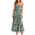 thumbnail image 2 of Summer Dresses for Women, Loose Fit Striped Sundress with Adjustable Buckle Straps, Casual Square Neck Spaghetti Strap Dress, 2 of 9