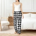 thumbnail image 6 of Lsque Anchor Black Tartan Plaid Print Women's Pajama Pants, Lounge Pant - Comfortable Home Wear,Elastic Waistband, Stylish Design-Medium, 6 of 9