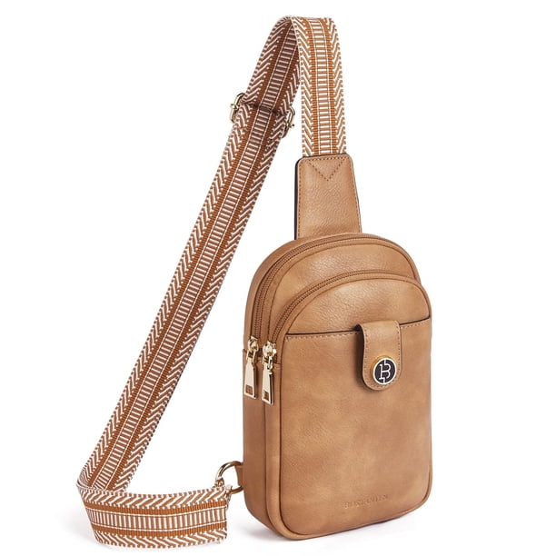 Bolso bandolera BOSTANTEN 2025 de piel tipo bandolera para mujer, color camel