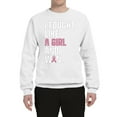thumbnail image 2 of Wild Bobby I Fought Like A Girl and Won Breast Cancer Awareness Unisex Crewneck Sweatshirt, White, Medium, 2 of 6