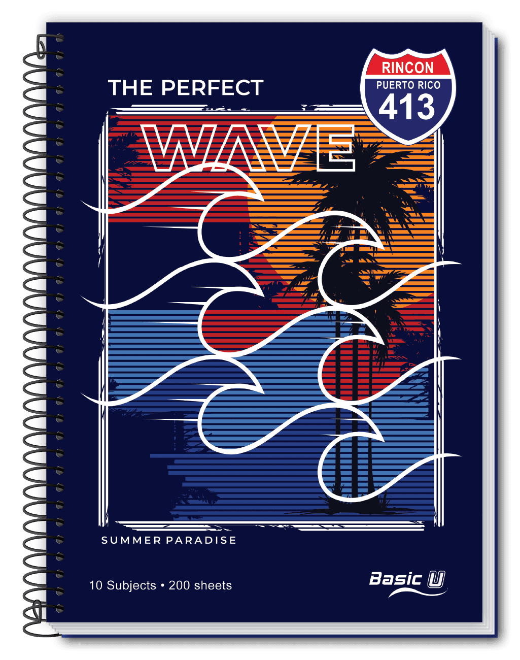 Top Star Surf College Ruled Wirebound Notebook, Case Bound, 7" x 9", 180 Sheets