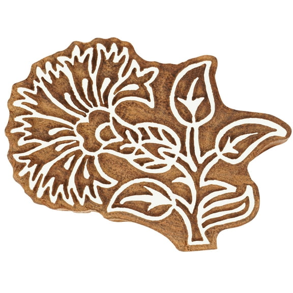 IBA Indianbeautifulart Textile Printing Block Floral Hand Carved Wooden Stamp Wood Block Printing Textile Stamp For Fabric / Pottery Blocks- 2.5 Inches