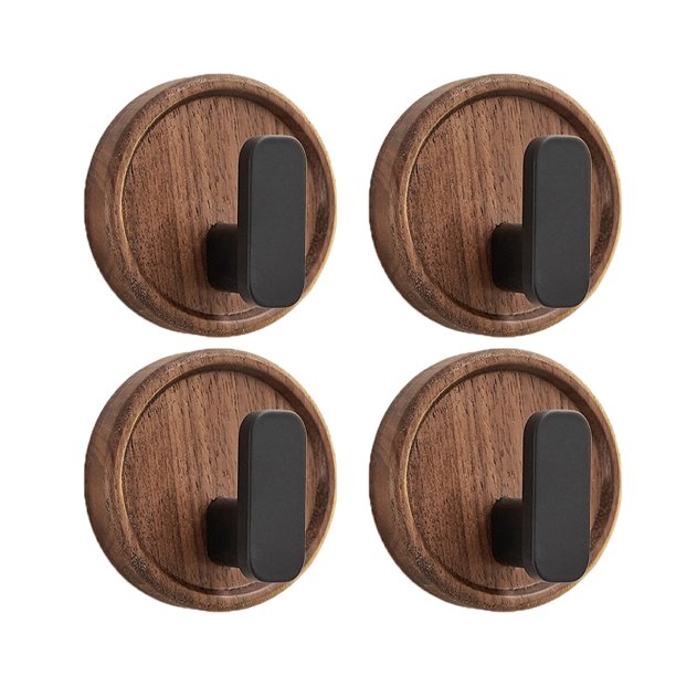 Gancho autoadhesivo de madera maciza, soporte decorativo para toallas con llave de nogal, colgador de puerta, perchero de pared, organizador de cocina y baño