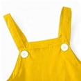 thumbnail image 4 of XIMIN Girls' Wide Leg Overalls - Casual Button Strap Bib Overalls Cute Sleeveless Jumpsuits with Pockets for Kids Teens (Yellow, 6-7 Years), 4 of 9