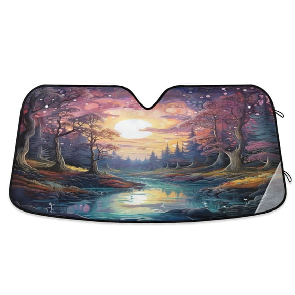 Forest River Sun Car Windshield Sun Shade Foldable Car Front Window Visor Heat and UV Protection 53x23.5