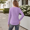 thumbnail image 5 of Wlynlyn Long Sleeve Tops for Women Casual V Neck Loose Fitted Solid Color Textured Knitted Basic Pullover Sweater Shirts(Large,Purple), 5 of 7