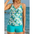 thumbnail image 4 of Charmo Womens Ruched V Neck 2 Piece Tankini Swimsuits Tummy Control Bathing Suits Tankini Tops with Swim Shorts Swimwear, 4 of 8