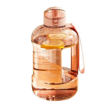 

Uposao Plastic Large Capacity Water Bottle Portable Travel Sports Water Bottle Transparent Water Containers with Tick Marks Straps for Men Women Outdoor Camping 2300ml Pink