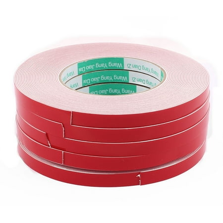 Unique Bargains 5PCS 10MM Width 10M Long 1MM Thick White Double Sided Sponge Tape for Car