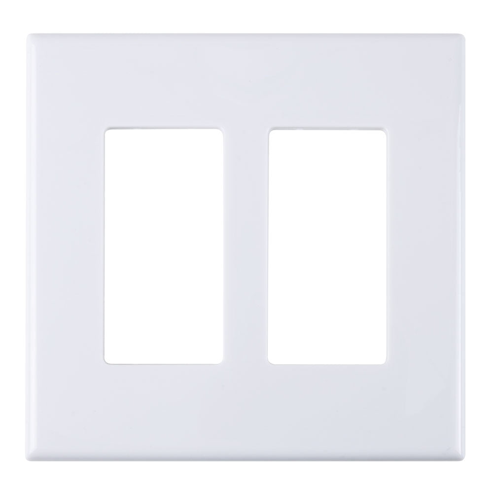 Construct Pro™ Double Gang Wall Plate with Screwless Face (Color: White)
