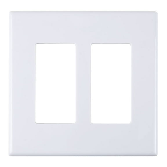 Construct Pro Double Gang Wall Plate with Screwless Face (Color: White)