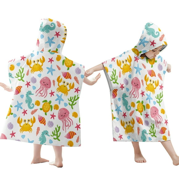 KIHOUT Towel Poncho for Kids, Hooded Beach Towel for Girl&Boy, Surf Poncho Swim Changing Robe Microfiber Bath Towel