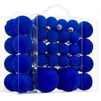 Blue Velvet Christmas Ball Ornaments, Christmas Tree Decorations 46Pcs Shatterproof Christmas Ornaments Set with 5 Styles in 3 Sizes(Small Medium Large), Christmas New Year Winter Party Home Decor
