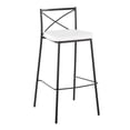 thumbnail image 2 of Modern Charlotte 30" Contemporary Fixed-Height Barstool In Black Metal And White Faux Leather - Set Of 2, 2 of 7
