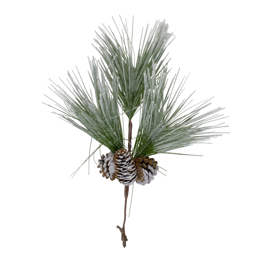 18" Green Needle Frosted Pine Christmas Spray with Pinecones Walmart