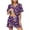 *Purple, variant on Women's Printed Notch Collar Short Sleeve Top and Shorts Pajama Set with Pockets ,Casual Loungewear Sleepwear Orange,Women's Plus XXL
