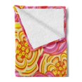 thumbnail image 2 of Floral Soft Flannel Fleece Blanket, Funky Vibrant Colored Flower Burst Little Daisies Bouquet Abstract Artwork, Cozy Plush for Indoor and Outdoor Use, 50" x 60", Yellow Pink Orange, by Ambesonne, 2 of 5