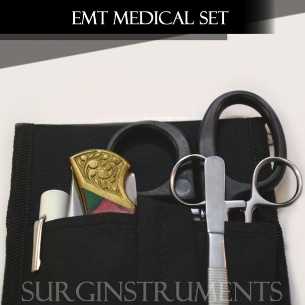 EMT Medical Padded Leather Holster Set with Stainless Steel Folding