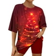 thumbnail image 6 of VBTAPA Christmas Pajama Sets for Women 2 Piece Lounge Shorts Set Oversized Tee Tops and Shorts Matching Loungewear Xmas Jammies B-Wine L, 6 of 8