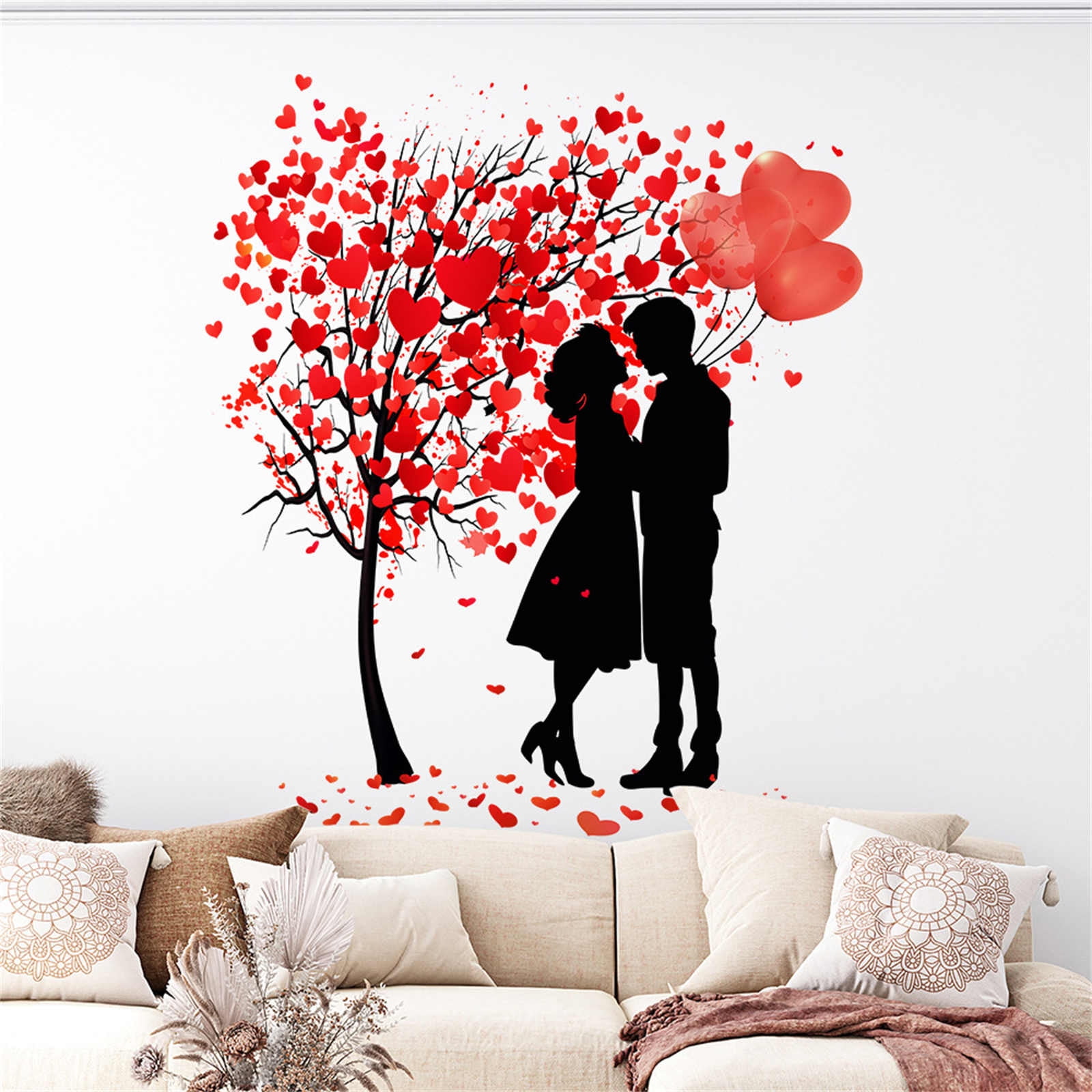 REZUOFI 4 PCS Valentine's Day Heart Stickers - Static Cling Window Decor, Reusable Holiday Wall Decals for Romantic Home & Party Decorations