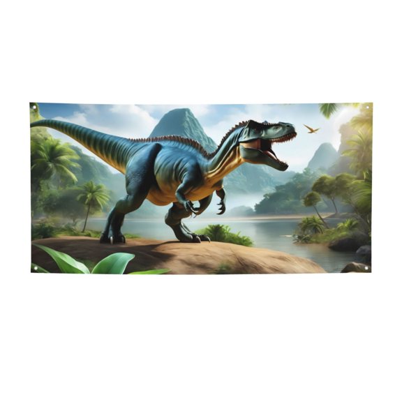 Picia Lake Forest Dinosaur A Pattern Party Banner, Festive Decoration, Holiday Banner, Celebration Decor, Event Banner, Reusable Party Banner-Small