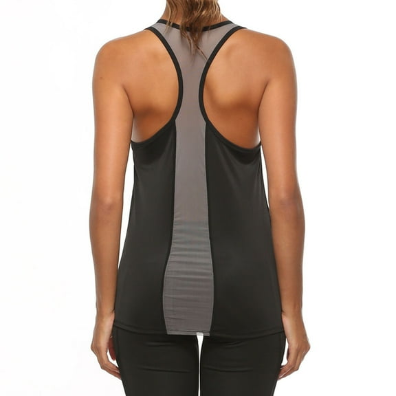 MESSUEN Racerback Tank Top for Women Sports Tank Tops for Women Crew Neck Muscle Sports Bra for Yoga Crop Tank Pockets Fitness Mesh Running Casual Tops for Women’s Blouses Black L