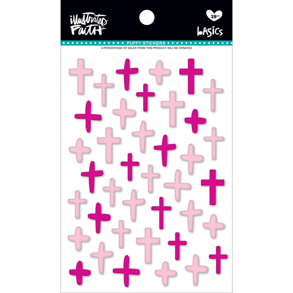 Illustrated Faith Puffy Cross Stickers~Multiple Colors~Adorable Quick Ship!