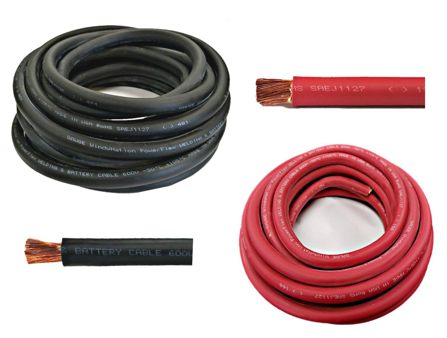 WNI 4 AWG 4 Gauge 40 Feet Black 3 Feet Heat Shrink Tubing 5pcs of 5/16 & 5pcs 3/8 Copper Cable Lug Terminal Connectors 40 Feet Red Battery Welding Pure Copper Ultra Flexible Cable 