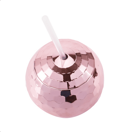 

Kzxbty Disco Flash Ball Cocktail Cup Nightclub Bar Party Flashlight Straw Wine Glass Drinking Syrup Tea Bottle Rose Gold B