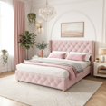 thumbnail image 1 of Linen Upholstered Platform Bed -Mattress Not Included, 1 of 13
