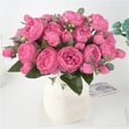 thumbnail image 4 of LKWLPD Rosas blancas Flores artificiales Flores artificiales Flores rosas Ramos de boda Flores rosas de seda Ramo atado a mano Decoración rosa para el hogar Flores decorativas, 4 of 7
