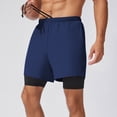thumbnail image 5 of Men's 2 in 1 Running Shorts Quick Dry Gym Athletic Workout Shorts for Men with Phone Pockets Navy Blue XXL, 5 of 8