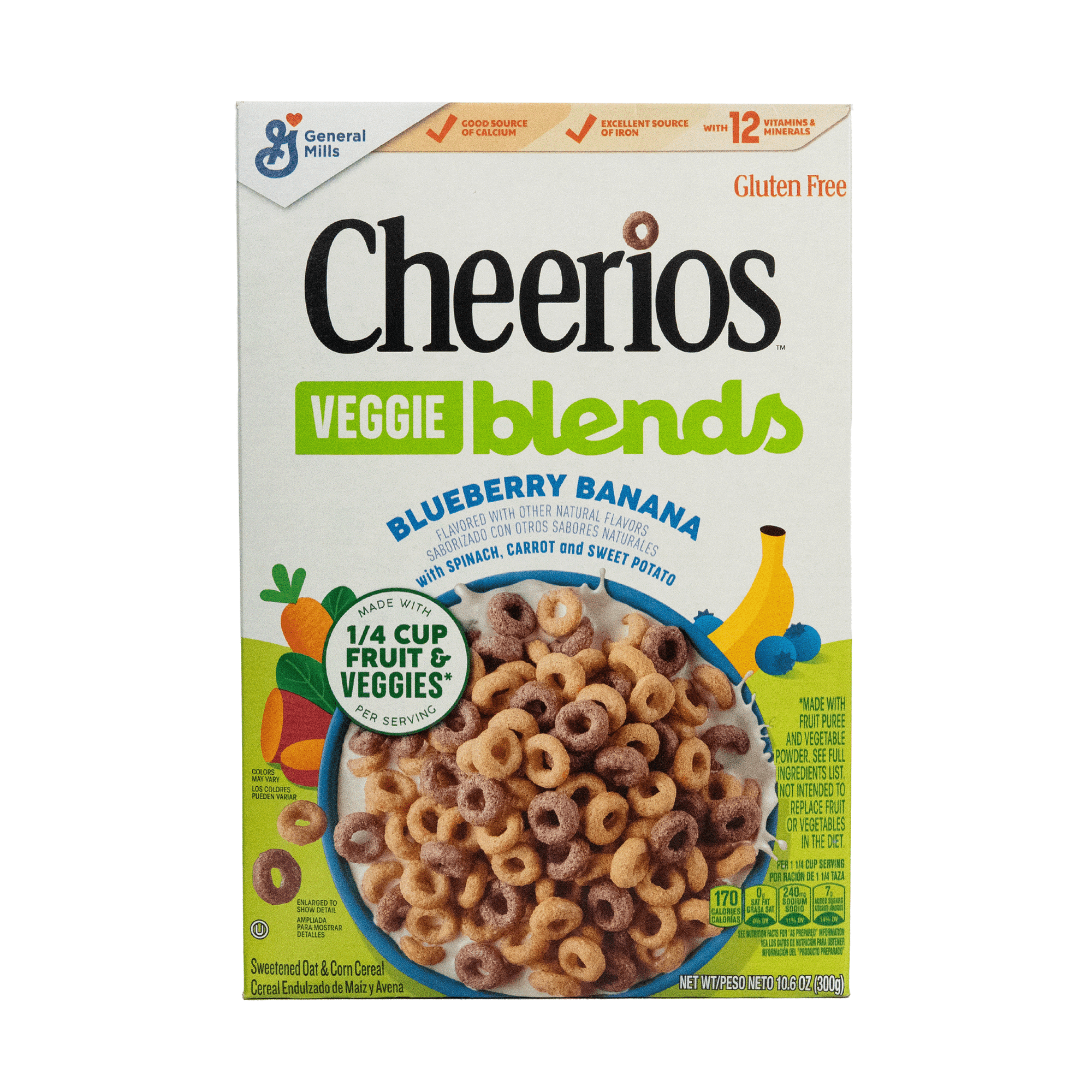 Cheerios Veggie Blends Breakfast Cereal, 10.6oz, Crunchy, Shelf Stable, Cardboard Box, New