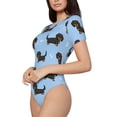 thumbnail image 2 of Daiia Dachshund Dog print Women's Crew Neck Short Sleeve Bodysuit Fashion Tops Fit Casual Basic Extender Bodysuit-X-Large, 2 of 9