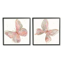 Stupell Industries Pink & Glam Butterflies Nature Animals & Insects Painting Black Framed Art Print Wall Art, Set of 2