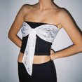 thumbnail image 2 of Top de tubo para mujer, Top de tubo ajustado con lazo de encaje fruncido sin mangas de verano para mujer, 2 of 6