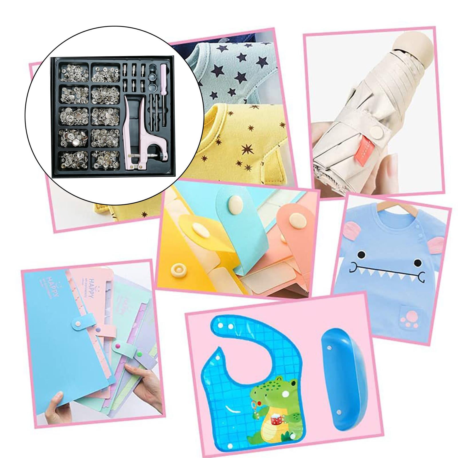 GUOOL 100x Snap Fasteners Kit with Pliers, Plastic Buttons Sewing Crafting Accessories for Kunst und Skulpturen and DIY Projects Beginner Friendly Silver
