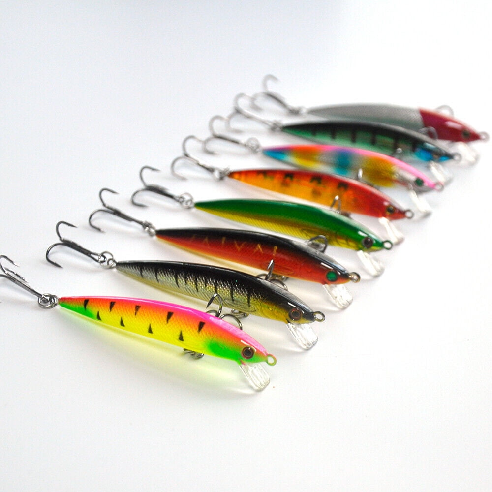 Pack of 40pcs Hard Fishing Lures Crankbaits Popper Minnow Pencil Bass With Box