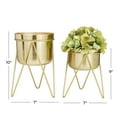 thumbnail image 3 of CosmoLiving by Cosmopolitan 7", 7"W Gold Metal Planter with Removable Stand (2 Count), 3 of 8