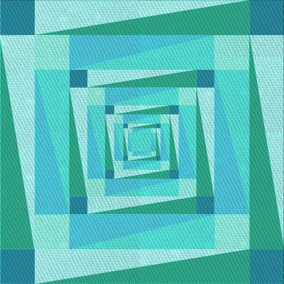 Ahgly Company Indoor Square Patterned Dark Turquoise Green Area Rugs, 4' Square