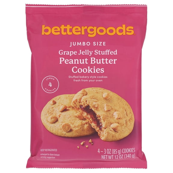 bettergoods Jumbo Grape Jelly-Stuffed Peanut Butter Cookie Dough, 3 oz, 4 Count