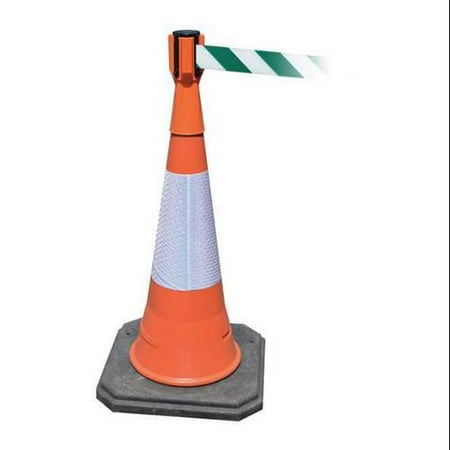 TENSABARRIER Tensacone Topper,Orange,Belt Green/Whit TC114-30-MAX-NO-D2X-C