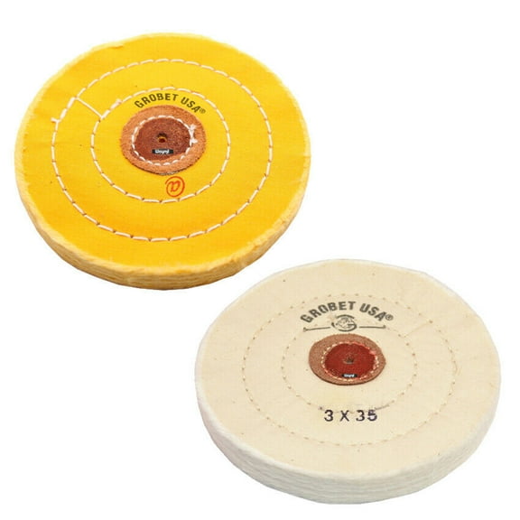 Jewelry Polishing Buffs Muslin White & Yellow Buff 3" Jewelers Buffs Set of 2 Pc