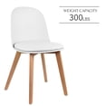 thumbnail image 5 of Set of 4 Armless Plastic Dining Chair Wood Legs for Dining Room Plastic Molded Seat With Cushion, White, 5 of 16