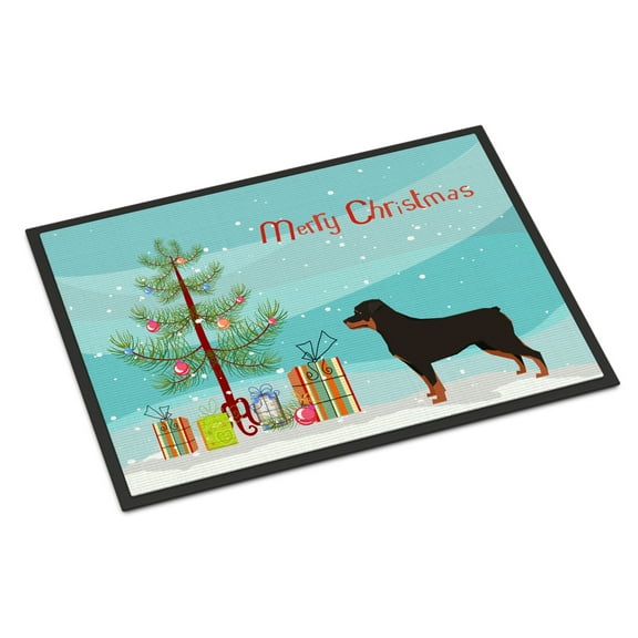 Carolines Treasures CK3558MAT Rottweiler Christmas Tree Door Mat Indoor Rug or Outdoor Welcome Mat 18x27 Doormat 27"L x