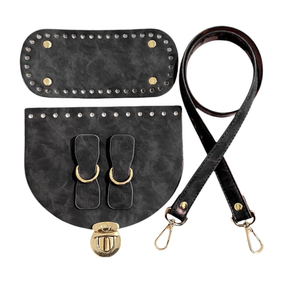 FVDPWYE PU Leather Bag Knitting Set Bottom Retro Design Accessories for Enthusiasts Home Black